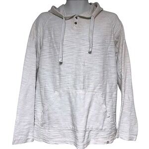 Free Planet Cream White Hoodie Long Sleeve Two Button Pullover Men's XL